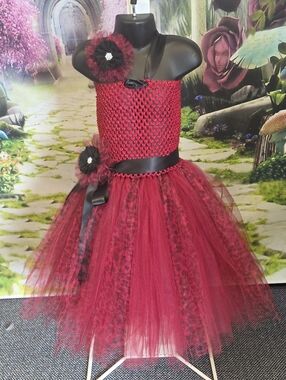 Wine and Black Leopard Tulle Tutu Girls Dress